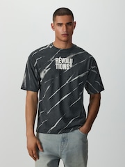 Black Tiedye Relaxed Fit Graphic Print Heavy Weight T-Shirt - Image 2 of 8
