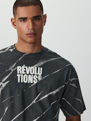 Black Tiedye Relaxed Fit Graphic Print Heavy Weight T-Shirt - Image 4 of 8