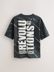 Black Tiedye Relaxed Fit Graphic Print Heavy Weight T-Shirt - Image 5 of 8