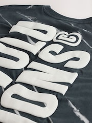 Black Tiedye Relaxed Fit Graphic Print Heavy Weight T-Shirt - Image 8 of 8