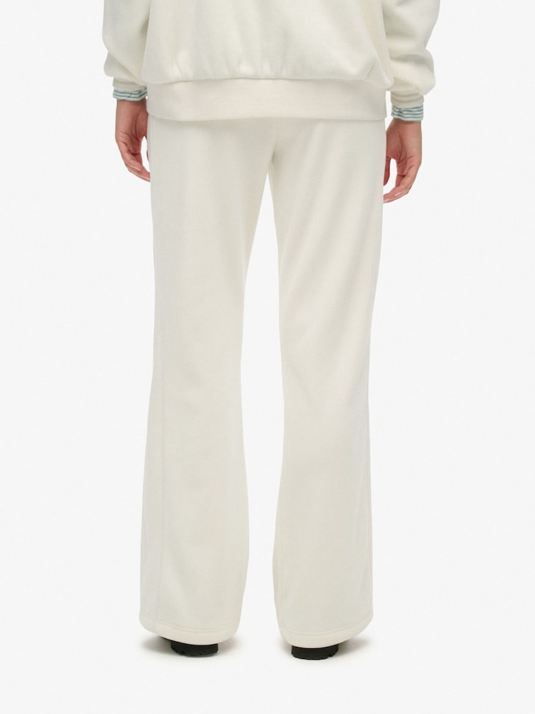Superdry White Country Club Velour Straight Joggers - Image 2 of 7 Superdry White Country Club Velour Straight Joggers - Image 2 of 7