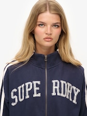 Superdry Blue Athletic Essentials Applique Loose Zip Track Top - Image 4 of 7