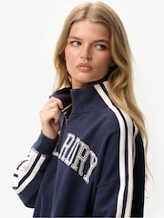 Superdry Blue Athletic Essentials Applique Loose Zip Track Top - Image 5 of 7