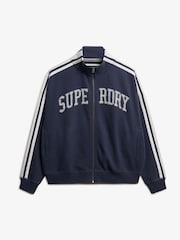 Superdry Blue Athletic Essentials Applique Loose Zip Track Top - Image 6 of 7