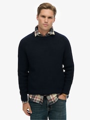 Superdry Blue Chunky Raglan Jumper - Image 1 of 6