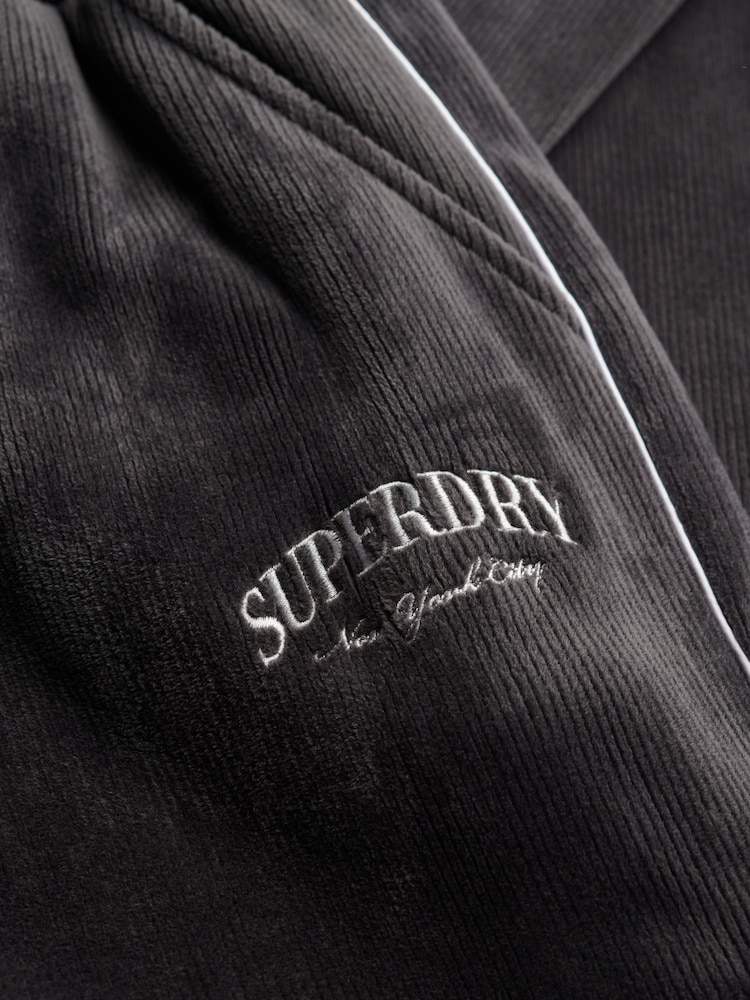 Superdry Black Country Club Velour Straight Joggers - Image 8 of 8 Superdry Black Country Club Velour Straight Joggers - Image 8 of 8