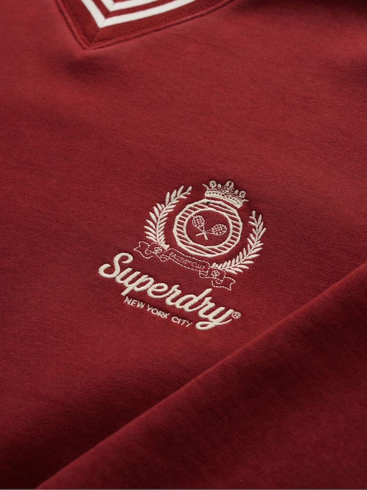 Superdry Red Country Club V-Neck Sweattop - Image 7 of 7 Superdry Red Country Club V-Neck Sweattop - Image 7 of 7