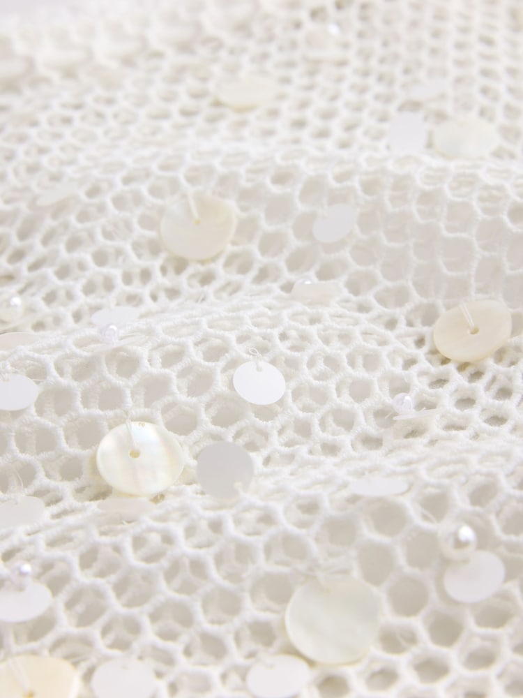 Never Fully Dressed Cream Embellished Crochet Skirt - Image 7 of 7