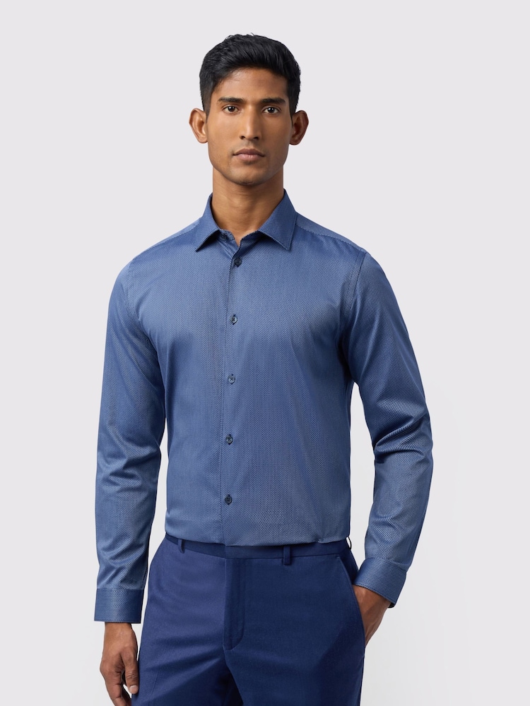 Ted Baker Tailoring Blue Leda Navy Micro Geo Shirt - Image 1 of 3