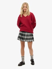 Superdry Red Oversized V-Neck Jumper - Image 1 of 6