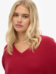 Superdry Red Oversized V-Neck Jumper - Image 5 of 6