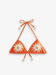 Never Fully Dressed Orange Sun Embellished Triangle Bikini Top - Image 1 of 3