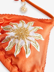 Never Fully Dressed Orange Sun Embellished Triangle Bikini Top - Image 7 of 8