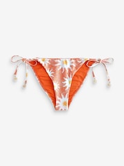 Never Fully Dressed Orange Sun Tie Side Shine Tummy Control High Waist Bikini Briefs - Image 7 of 9