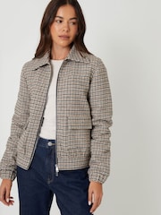 Threadbare Tan Brown Houndstooth Check Faux Wool Jacket - Image 2 of 5