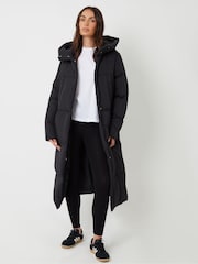 Threadbare Black Longline Puffer Jacket - Image 1 of 4