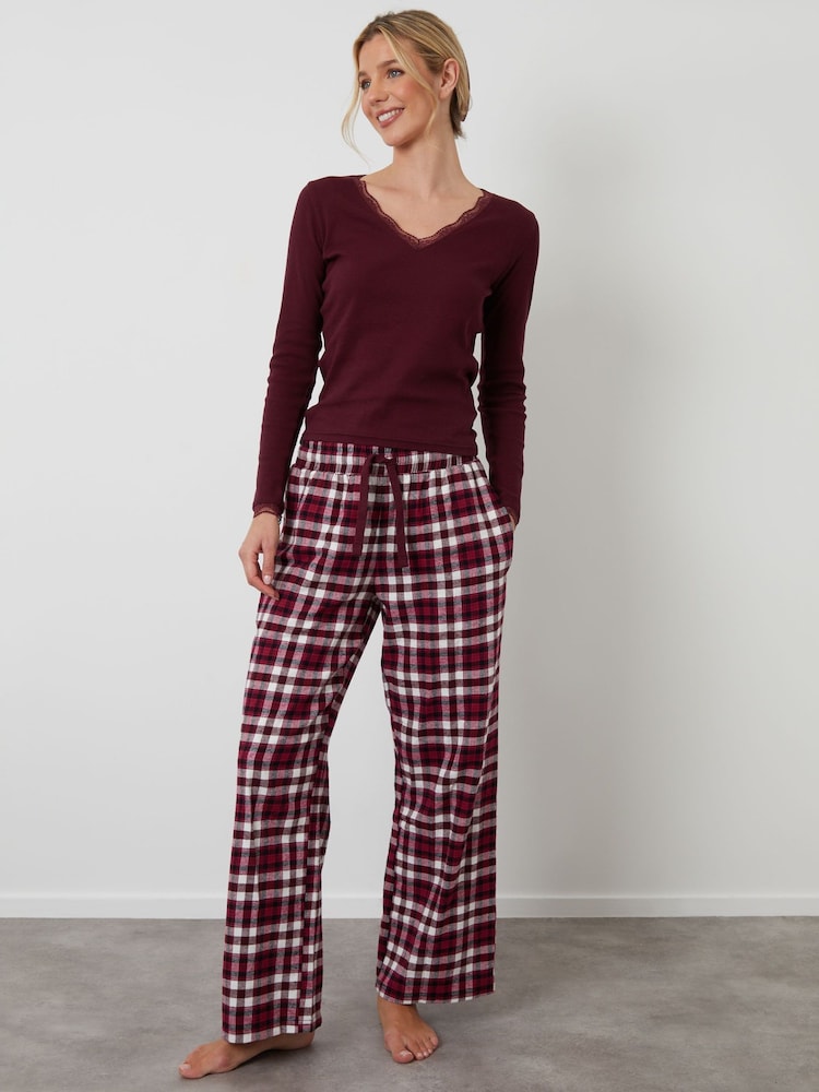 Threadbare Red Long Sleeve Check Pyjamas (2-Piece Set) (2 Pack) - Image 2 of 5 Threadbare Red Long Sleeve Check Pyjamas (2-Piece Set) (2 Pack) - Image 2 of 5