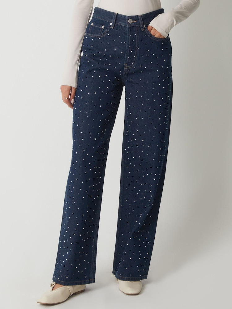 Threadbare Embellished Baggy Wide Leg Jeans - Bild 1 von 4