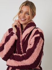 Threadbare Red Stripe Borg Dressing Gown - Image 4 of 4