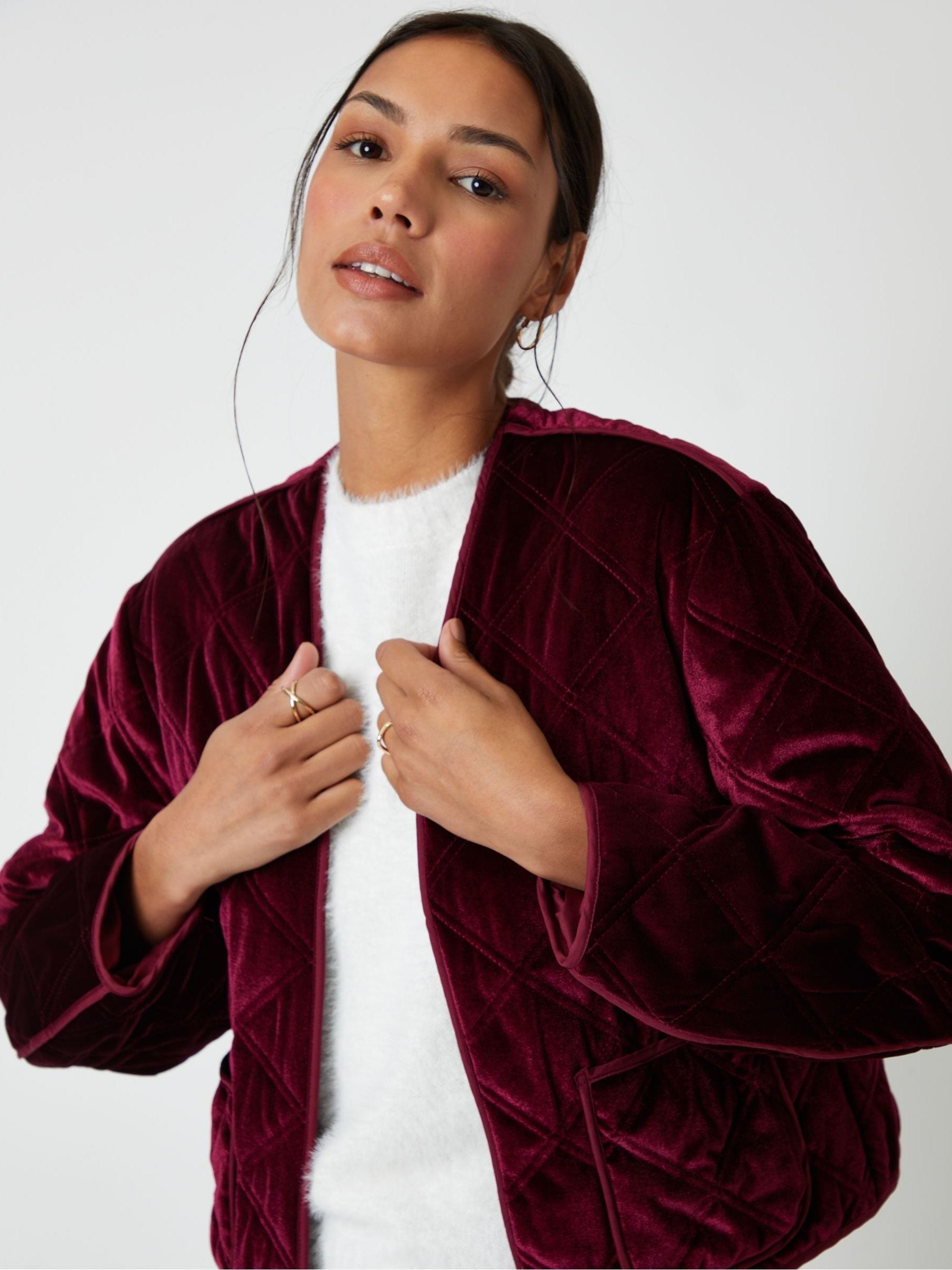 Buy Threadbare Red Diamond Quilted Velvet Jacket from Next USA