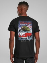 All + Every Black Volkswagen Christmas Camper Driving Home For Xmas Back Print T-Shirt - Image 1 of 4