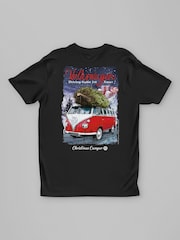 All + Every Black Volkswagen Christmas Camper Driving Home For Xmas Back Print T-Shirt - Image 3 of 4