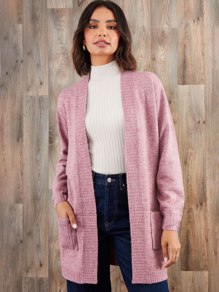 Threadbare Pink Longline Knitted Cardigan - Image 1 of 4