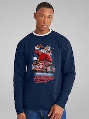 All + Every Blue Coca Cola Santa And Truck Holidays Are Coming Sweatshirt - Image 1 of 4