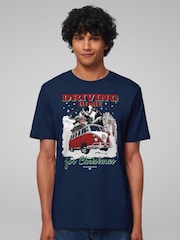 All + Every Blue Volkswagen Santa Driving Home For Christmas T-Shirt - Image 1 of 4