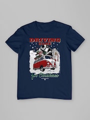 All + Every Blue Volkswagen Santa Driving Home For Christmas T-Shirt - Image 3 of 4