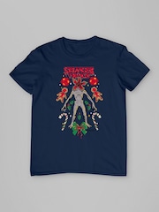All + Every Blue Stranger Things Christmas Festive Gingerbread Demogorgons T-Shirt - Image 3 of 4