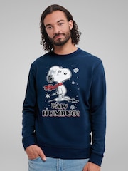 All + Every Oxford Navy Peanuts Christmas Paw Humbug Snoopy Sweatshirt - Image 1 of 4