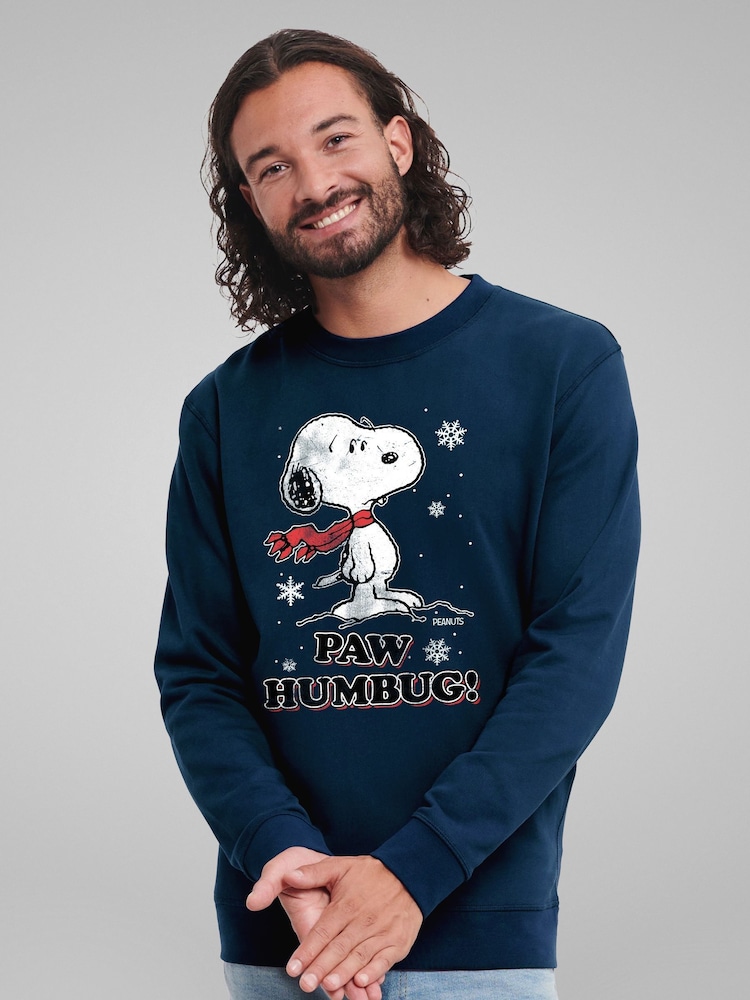 All + Every Oxford Navy Peanuts Christmas Paw Humbug Snoopy Sweatshirt - Image 2 of 4 All + Every Oxford Navy Peanuts Christmas Paw Humbug Snoopy Sweatshirt - Image 2 of 4
