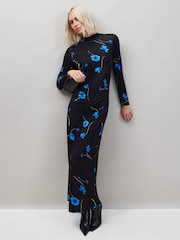Ro&Zo Blue Floral Print Jersey Dress - Image 1 of 4