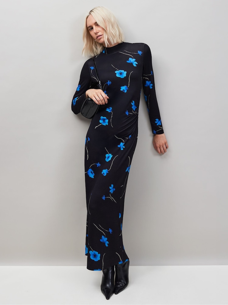 Ro&Zo Blue Floral Print Jersey Dress - Image 1 of 4