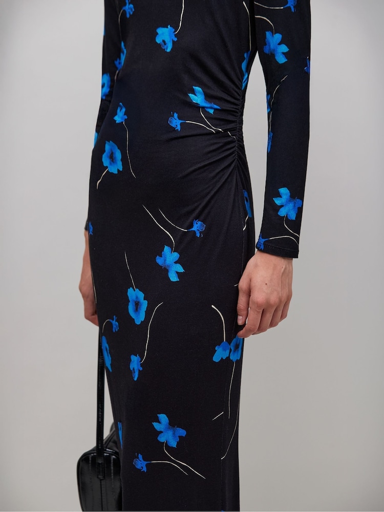 Ro&Zo Blue Floral Print Jersey Dress - Image 2 of 4