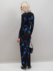 Ro&Zo Blue Floral Print Jersey Dress - Image 4 of 4