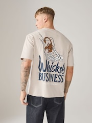 Charcoal / White / Stone Relaxed Fit Graphic Print T-Shirts 3 Pack - Image 14 of 15