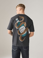 Charcoal / White / Stone Relaxed Fit Graphic Print T-Shirts 3 Pack - Image 15 of 15