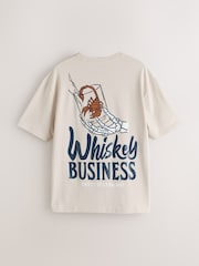 Charcoal / White / Stone Relaxed Fit Graphic Print T-Shirts 3 Pack - Image 7 of 15