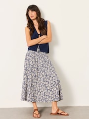 FatFace Blue Shells Harlow Jersey Midi Skirt - Image 1 of 5