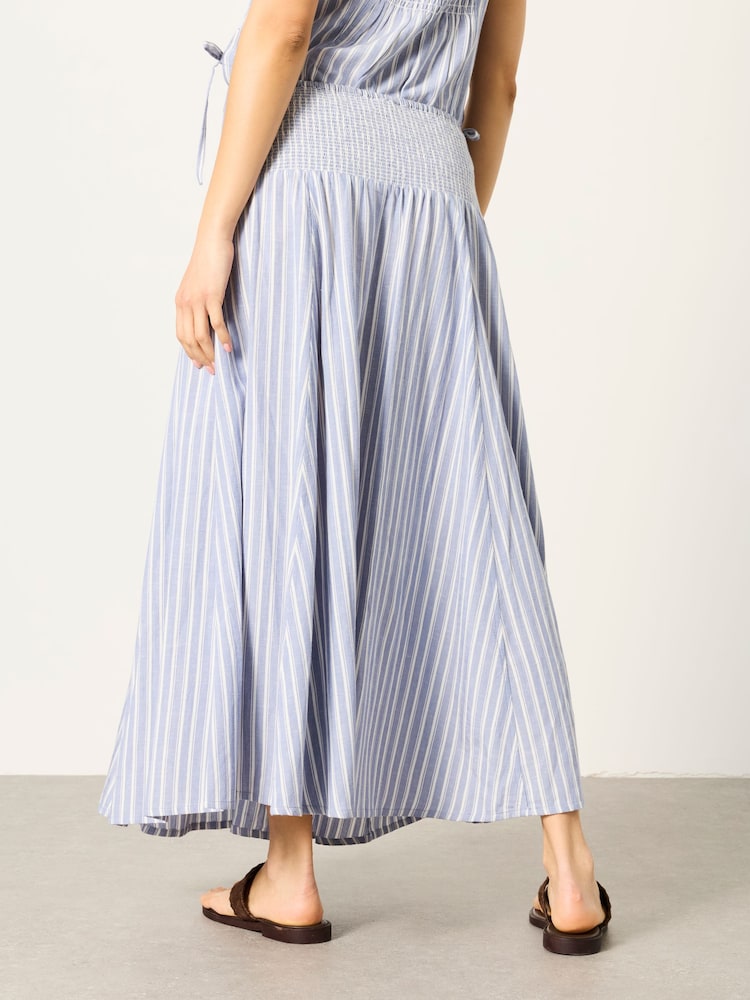 FatFace Hetty Blue Stripe Midi Skirt - Image 1 of 5 FatFace Hetty Blue Stripe Midi Skirt - Image 1 of 5