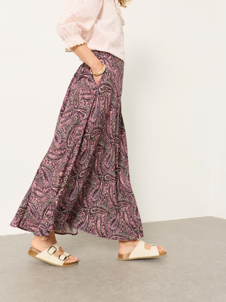 FatFace Purple Paisley Sadie Midi Skirt - Image 2 of 6