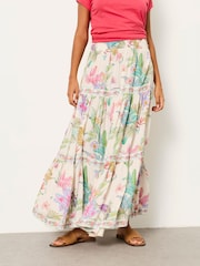FatFace Jayla Ivory Tropical Maxi Skirt - Image 2 of 7