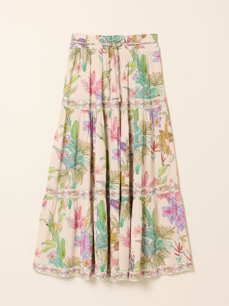 FatFace Jayla Ivory Tropical Maxi Skirt - Image 7 of 7