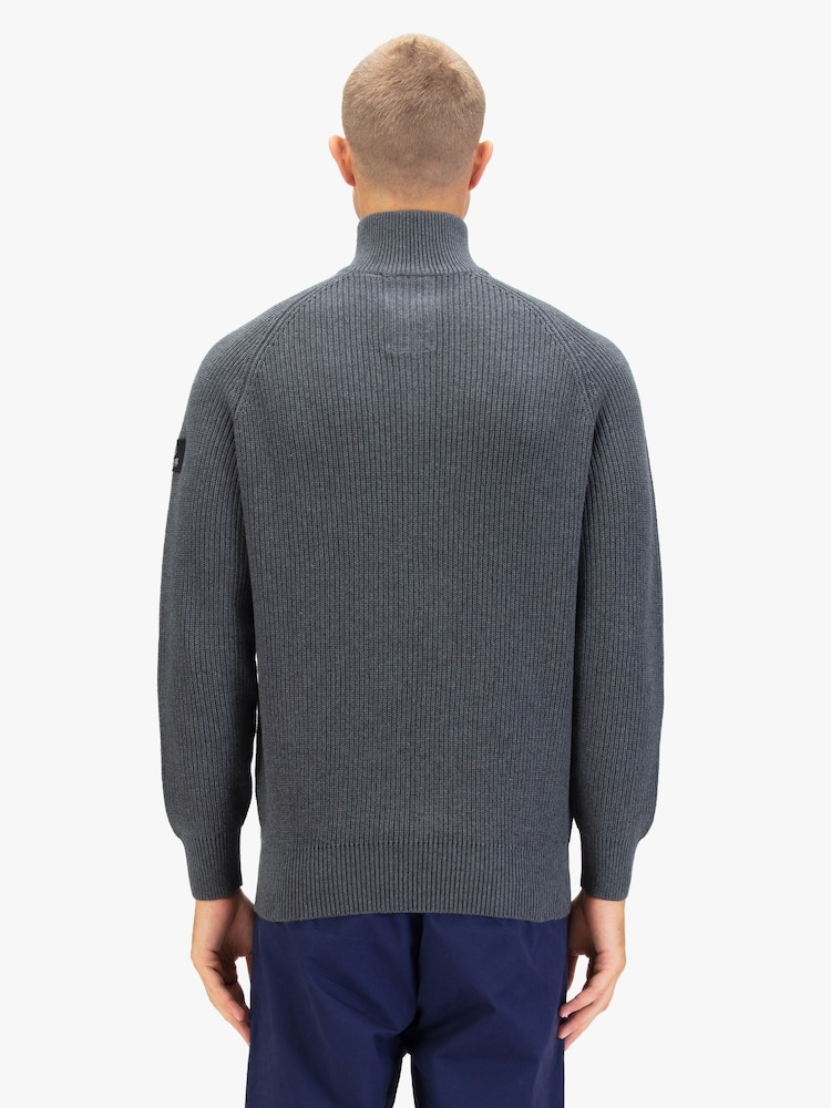 Luke 1977 Grey Watton Quarter Zip Knitted Jumper - Image 2 of 7