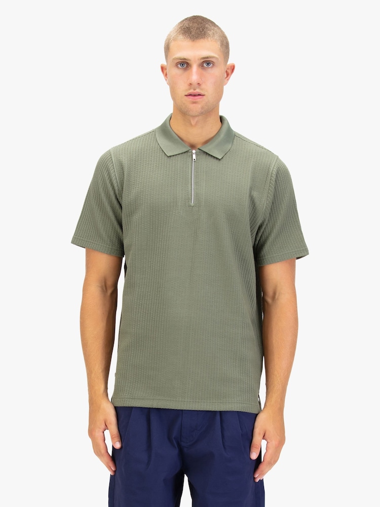 Luke 1977 Green Waffle On Polo Shirt - Image 1 of 6