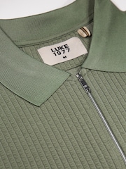 Luke 1977 Green Waffle On Polo Shirt - Image 6 of 6