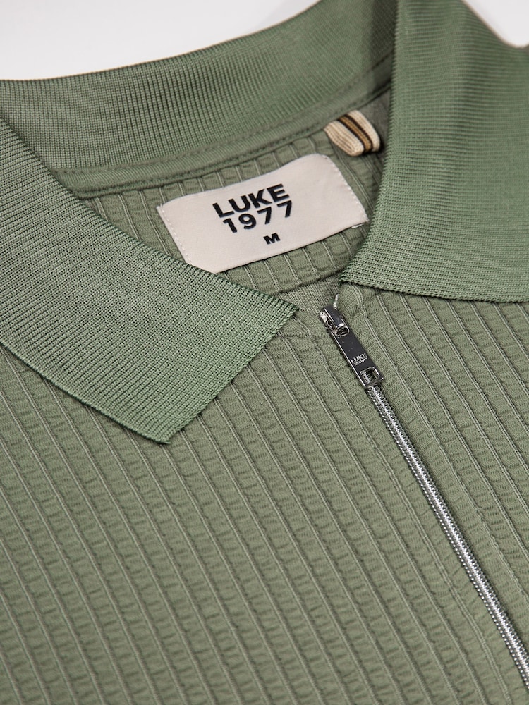 Luke 1977 Green Waffle On Polo Shirt - Image 6 of 6