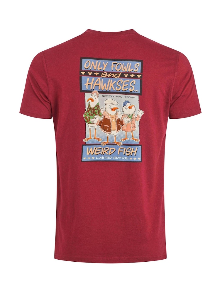 Weird Fish Red Only Fowls and Hawkses Back Print Artist T-Shirt - Image 6 of 6